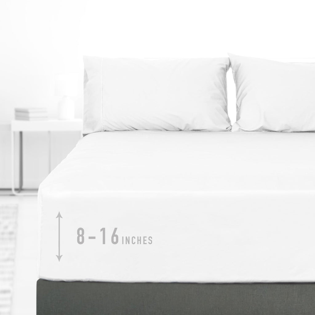Cooling Sateen 100% Cotton Queen Size Fitted Sheet Only, 300 Thread Count White Fitted Bed Sheet with 22” Extra Deep Pocket, Soft & ... - Premium Ultra-Soft Pillowcase Pair for Sleeping - Default Title