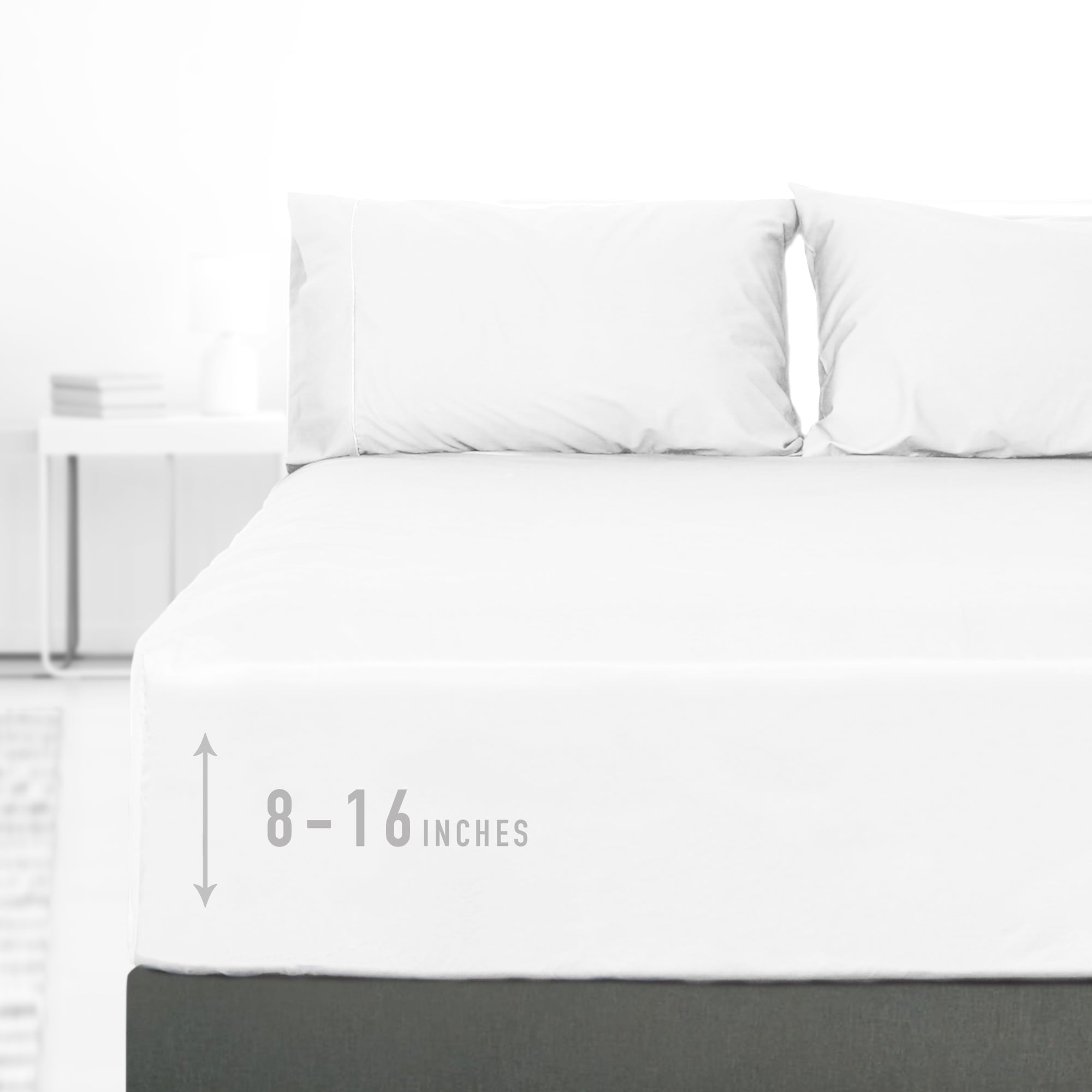 Cooling Sateen 100% Cotton Queen Size Fitted Sheet Only, 300 Thread Count White Fitted Bed Sheet with 22” Extra Deep Pocket, Soft & ... - Premium Ultra-Soft Pillowcase Pair for Sleeping - Default Title
