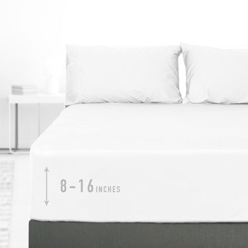 Cooling Sateen 100% Cotton Queen Size Fitted Sheet Only, 300 Thread Count White Fitted Bed Sheet with 22” Extra Deep Pocket, Soft & ... - Premium Ultra-Soft Pillowcase Pair for Sleeping - Default Title