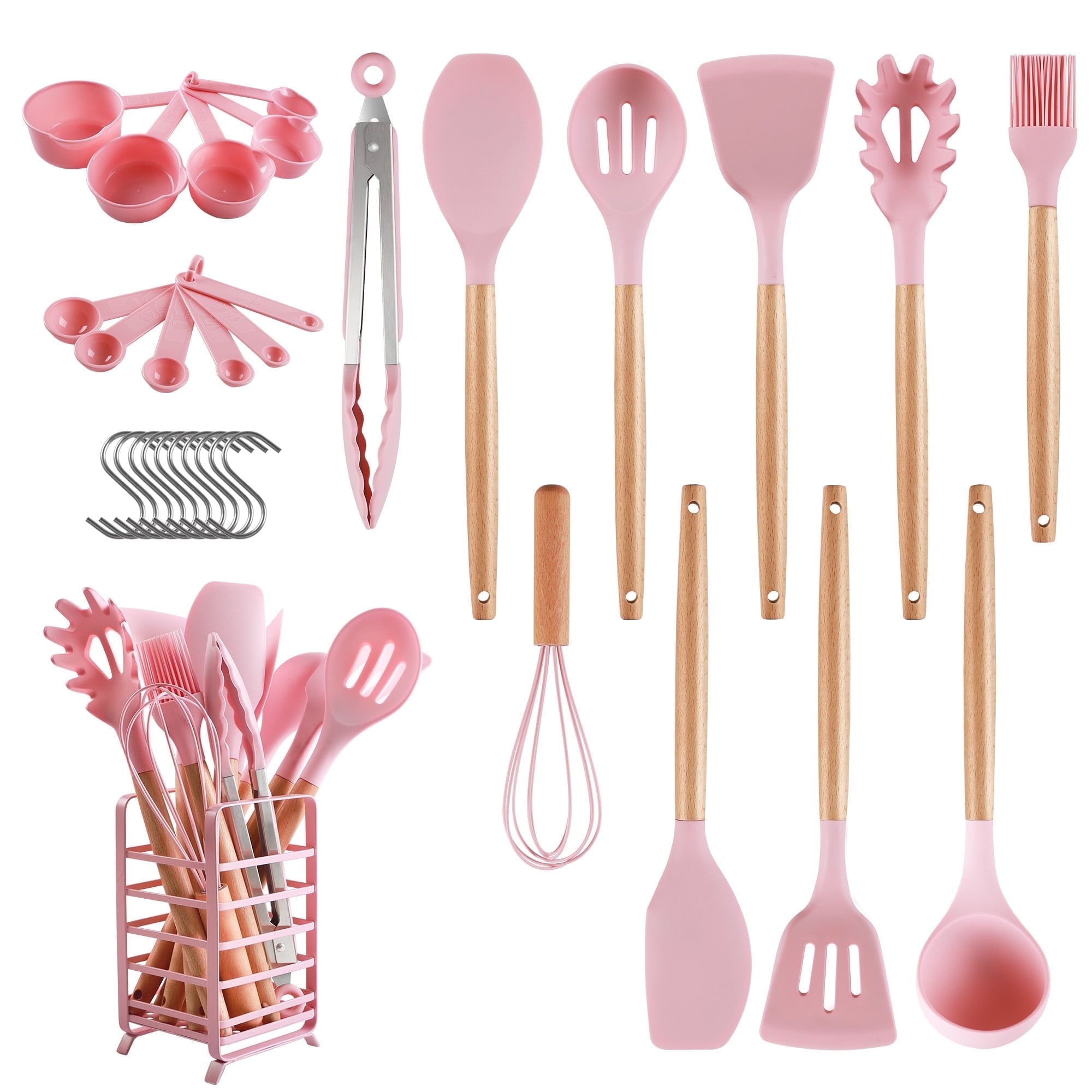 Non-Stick Safe 32 PCS Silicone Cooking Utensils Set, 446°F Heat Resistant for Nonstick Cookware - Heat-Resistant Silicone Cooking Spatula Turner - Default Title