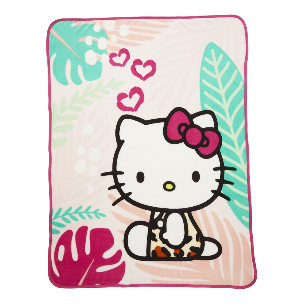 Lightweight Warm Kids Pink White Print Fleece Throw Blanket, 46 x 60 - Luxury Knitted Decorative Throw Blanket with Fringes - Default Title