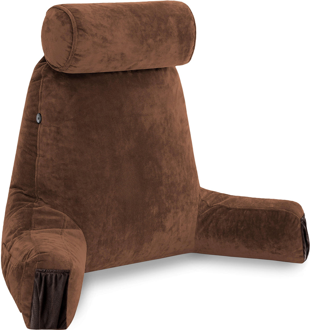 Fluffy Shredded Medium Chocolate Brown, Backrest - Detach Neck Roll, Removable Cover - Orthopedic Shredded Foam Bed Pillow Set - Default Title
