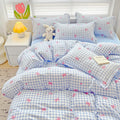 Fluffy Down Alternative 3-Piece Blue Plaid Pink Bows Comforter Full Set , Cute Soft Bedding Set for Kids Adults - All-Season Down Alternative Comforter Insert - Default Title