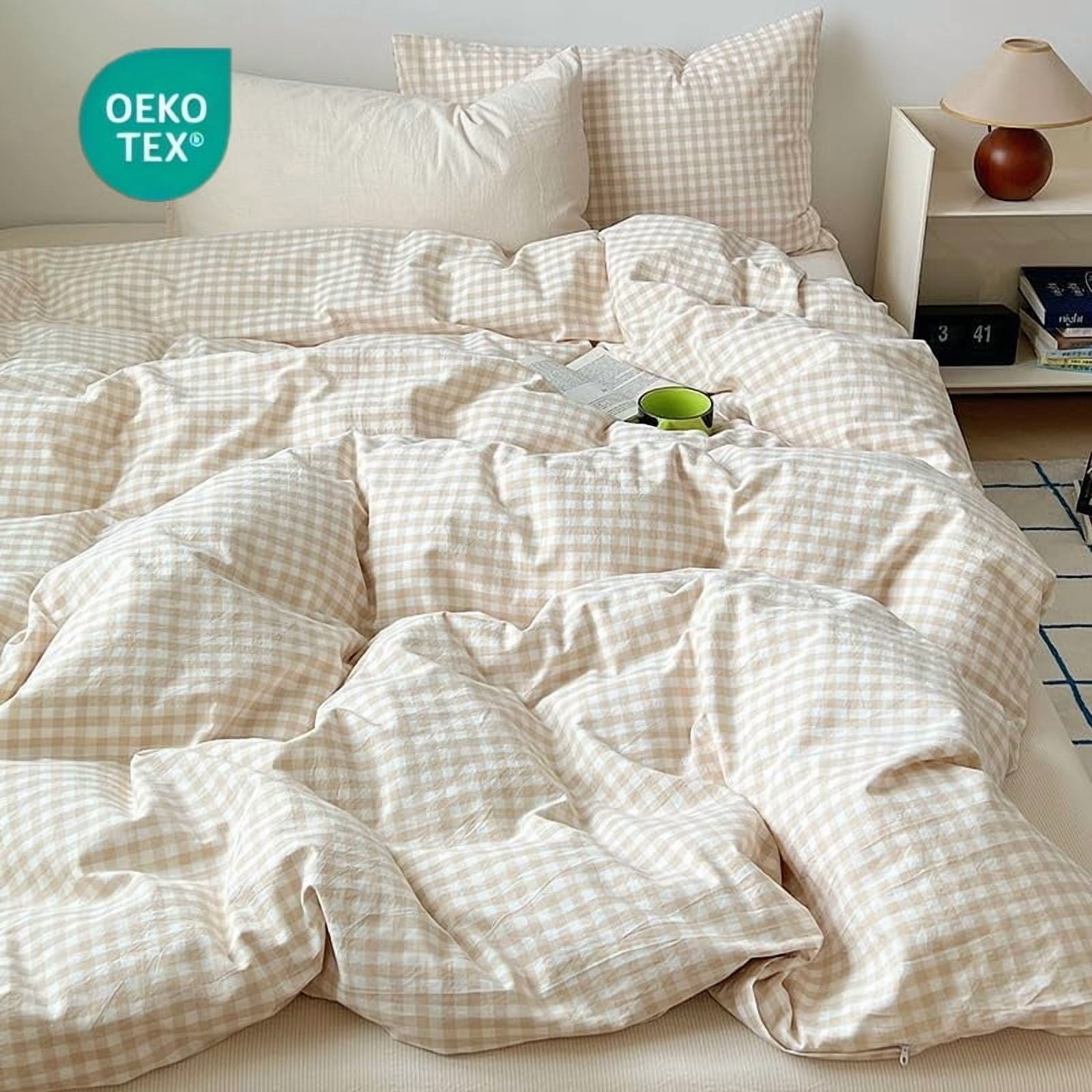 Hypoallergenic Cloud Soft Beige White Plaid Comforter Twin Sets, 2 Pieces Breathable Plaid Buffalo Checkered Comforter for All Season - Hypoallergenic Ultra-Fluffy Quilt for Winter - Default Title