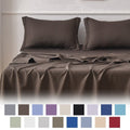 Wrinkle-Resistant Bed Sheets Set 4 Piece Queen/Full Sheet Set Brown Gray Cotton Blend Fitted Sheet, Flat Sheet & 2 Pillowcases Bedding Set - Breathable Egyptian Cotton Flat & Fitted Sheets - Default Title