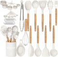 Time-Saving Kitchen Cooking Utensils Set, 33 pcs Non-stick Silicone Cooking Kitchen Utensils Spatula Set with Holder, Wooden Hand... - Kitchen Gadget Tool for Quick Food Prep - Default Title
