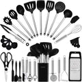 Durable Steel Kitchen Utensil Set-Silicone Cooking Utensils-33 Kitchen Gadgets & Spoons for Nonstick Cookware-Silicone and Stainles... - Heavy Duty Stainless Steel Kitchen Shears - Default Title