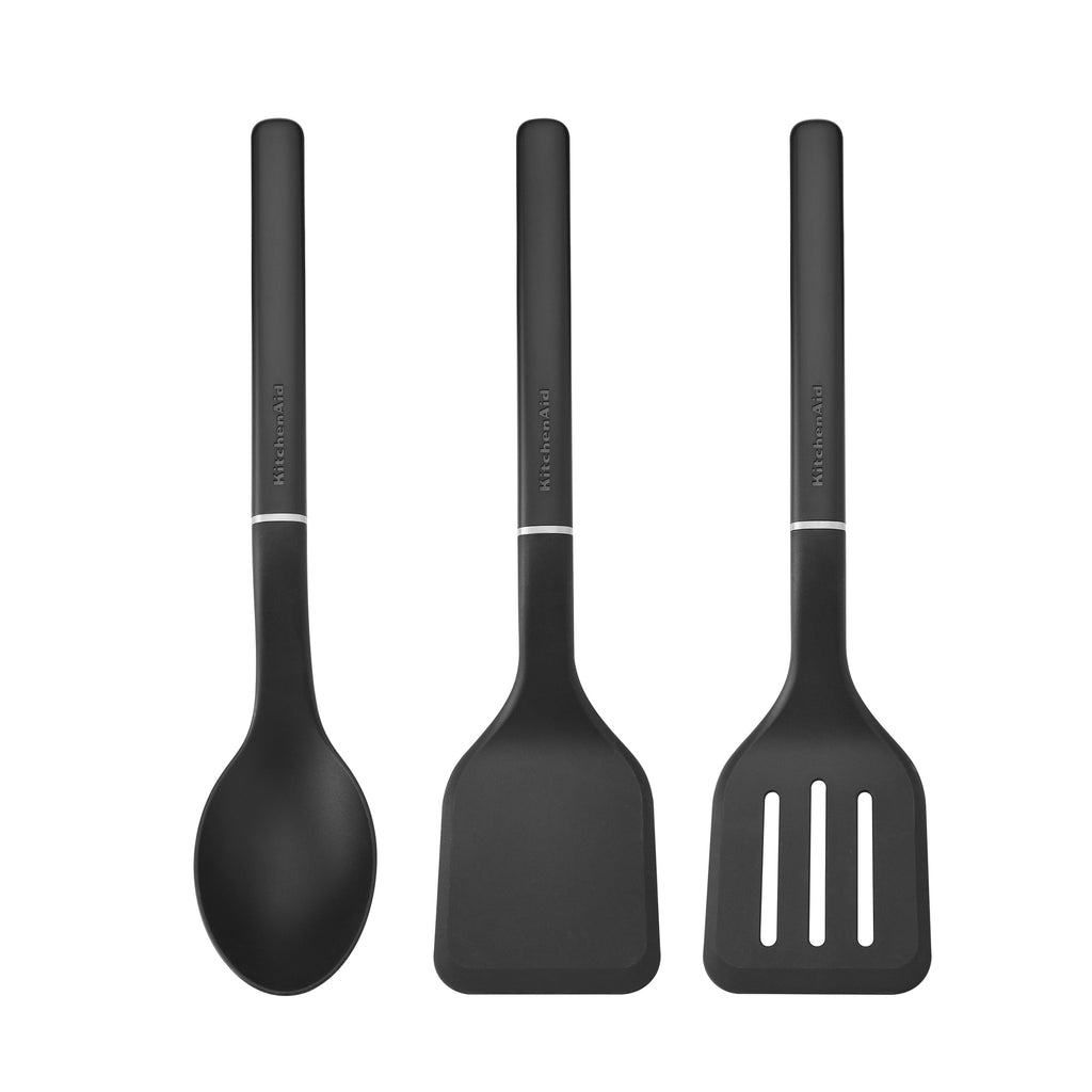 Heavy Duty 3-Piece Cooking Utensils Set with Ergonomic Handles, Black - Professional Kitchen Tool for Culinary Enthusiasts - Default Title