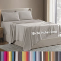 Breathable Luxury Extra Deep Pocket Full Sheets Set, 4 Piece, Fits 18"-24" Mattress, Breathable & Extra Soft Bed Sheets, Linen - Premium Ultra-Soft Pillowcase Pair for Sleeping - Default Title