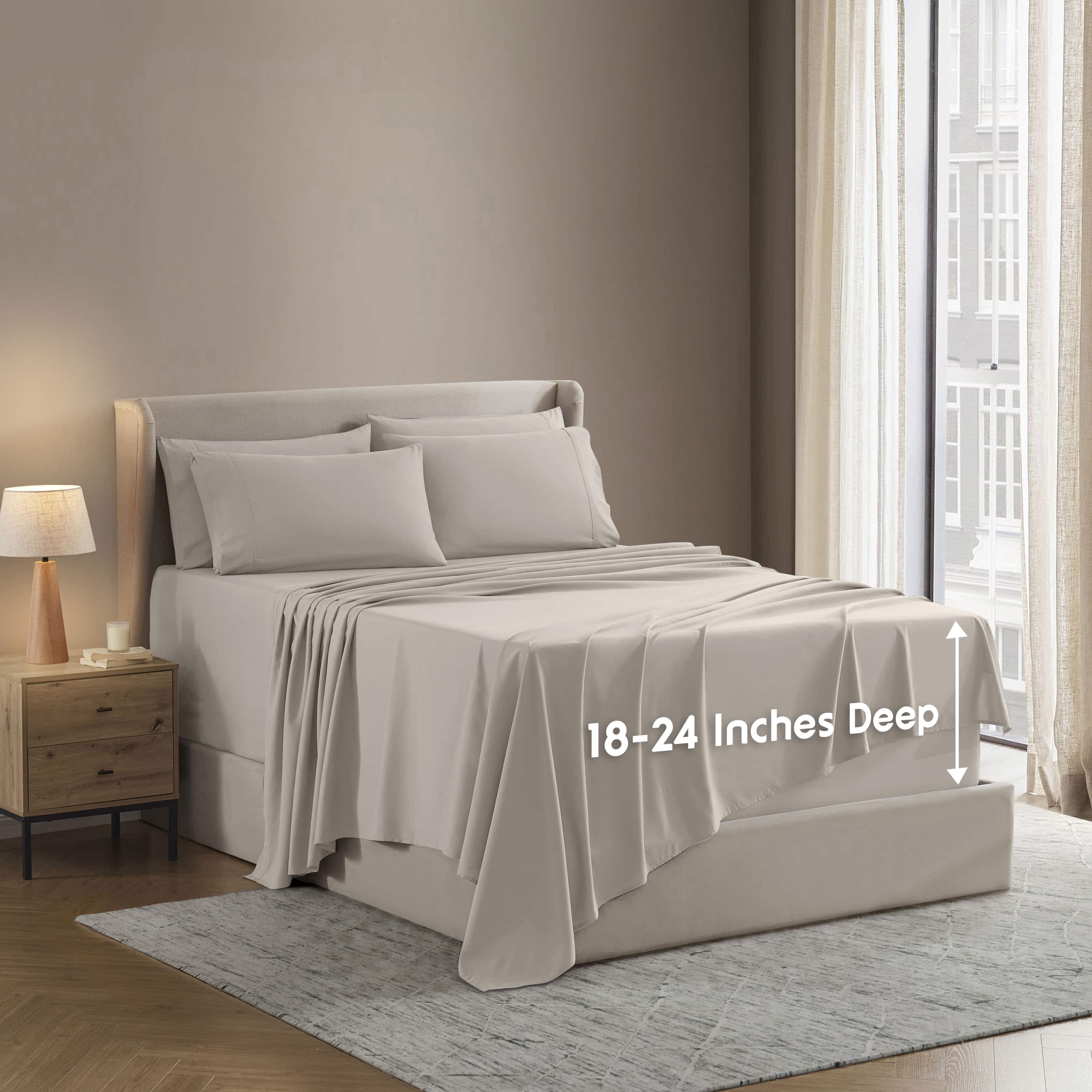 Breathable Luxury Extra Deep Pocket Queen Sheets set, Fits 18"-24" Mattress, 6 Piece Soft Microfiber Bed Sheet Sets, Linen - Premium Ultra-Soft Pillowcase Pair for Sleeping - Default Title