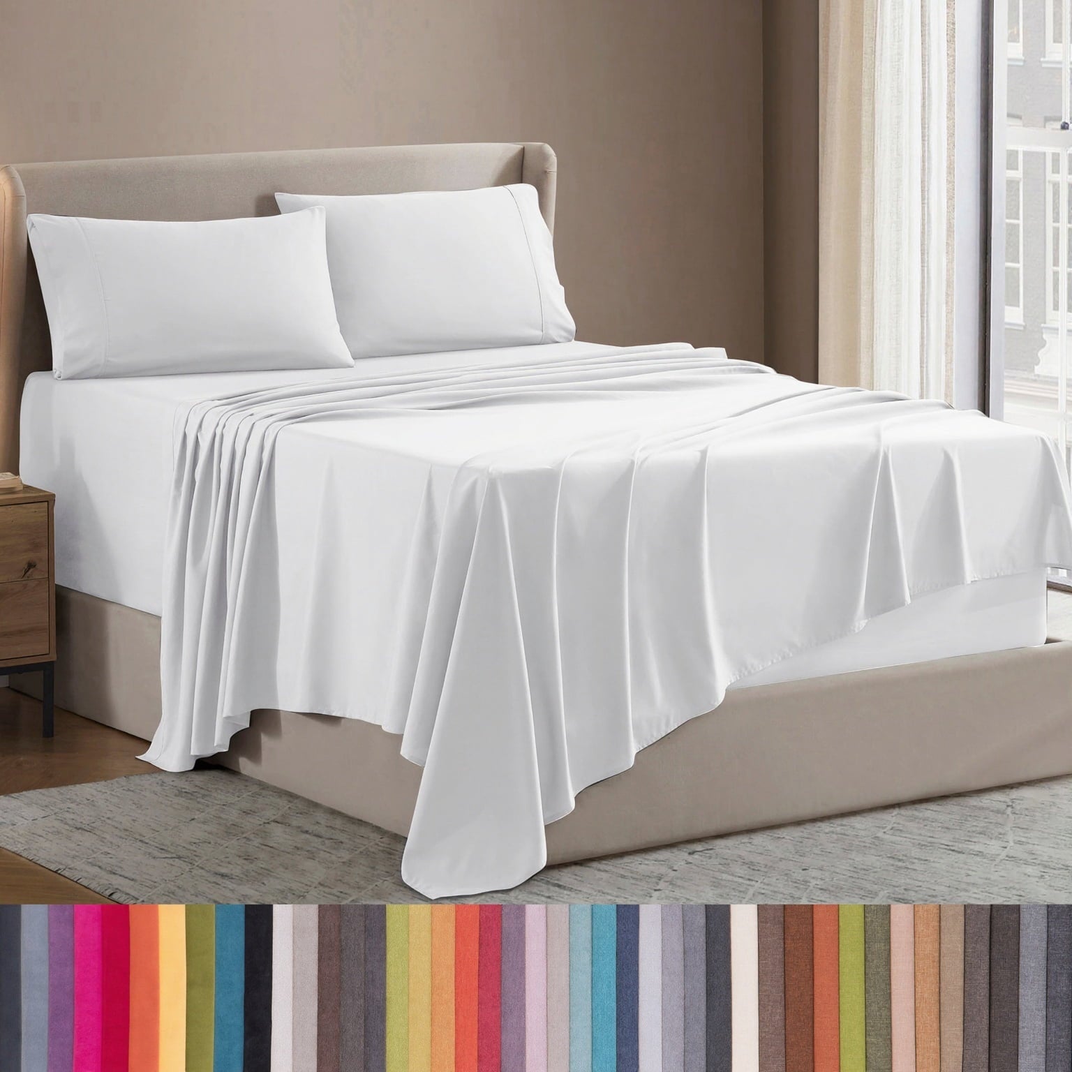 Premium Egyptian Cotton Set, Hotel Style Deep Pocket 4 Piece Bed , Luxury Soft Microfiber Sheet Sets, White - Cooling Hotel Quality Bedding Sheets and Pillowcases - Default Title