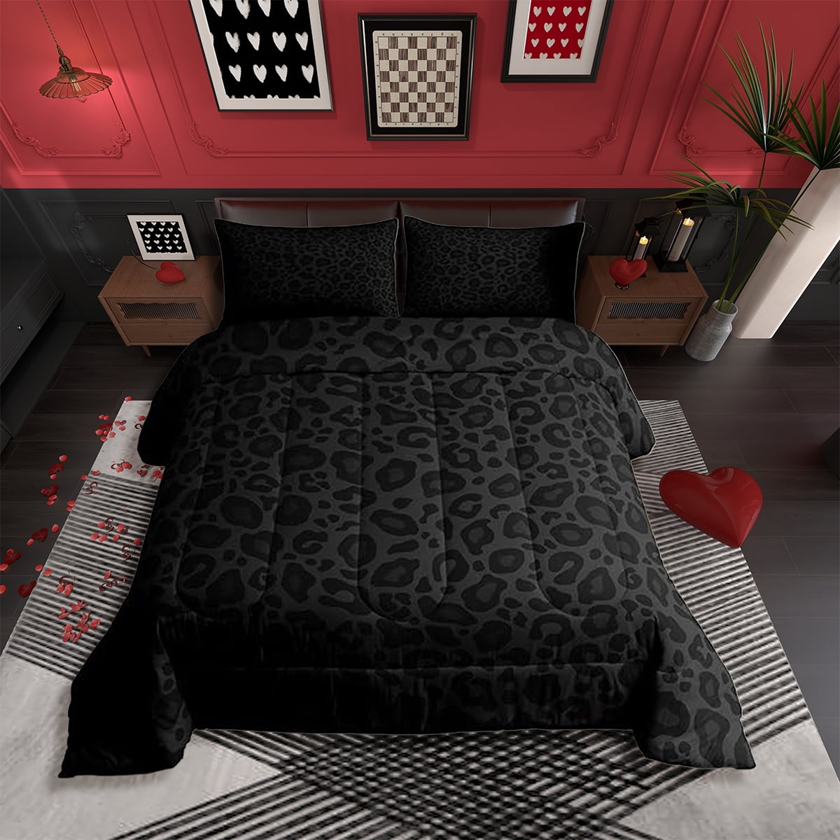 Heavyweight Warmth Leopard Print Comforter Set Full Size,Abstract Cheetah Texture Bedding Set,Women Room Decor,Rustic Farmhouse Retro Do... - Hypoallergenic Ultra-Fluffy Quilt for Winter - Default Title