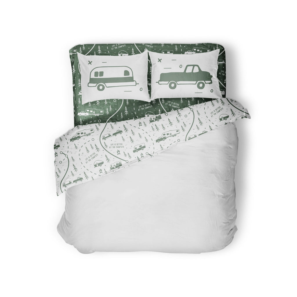 Ultra-Soft RV Queen Bed Sheet Set, Green Map, Polyester (53476) - Premium Ultra-Soft Pillowcase Pair for Sleeping - Default Title