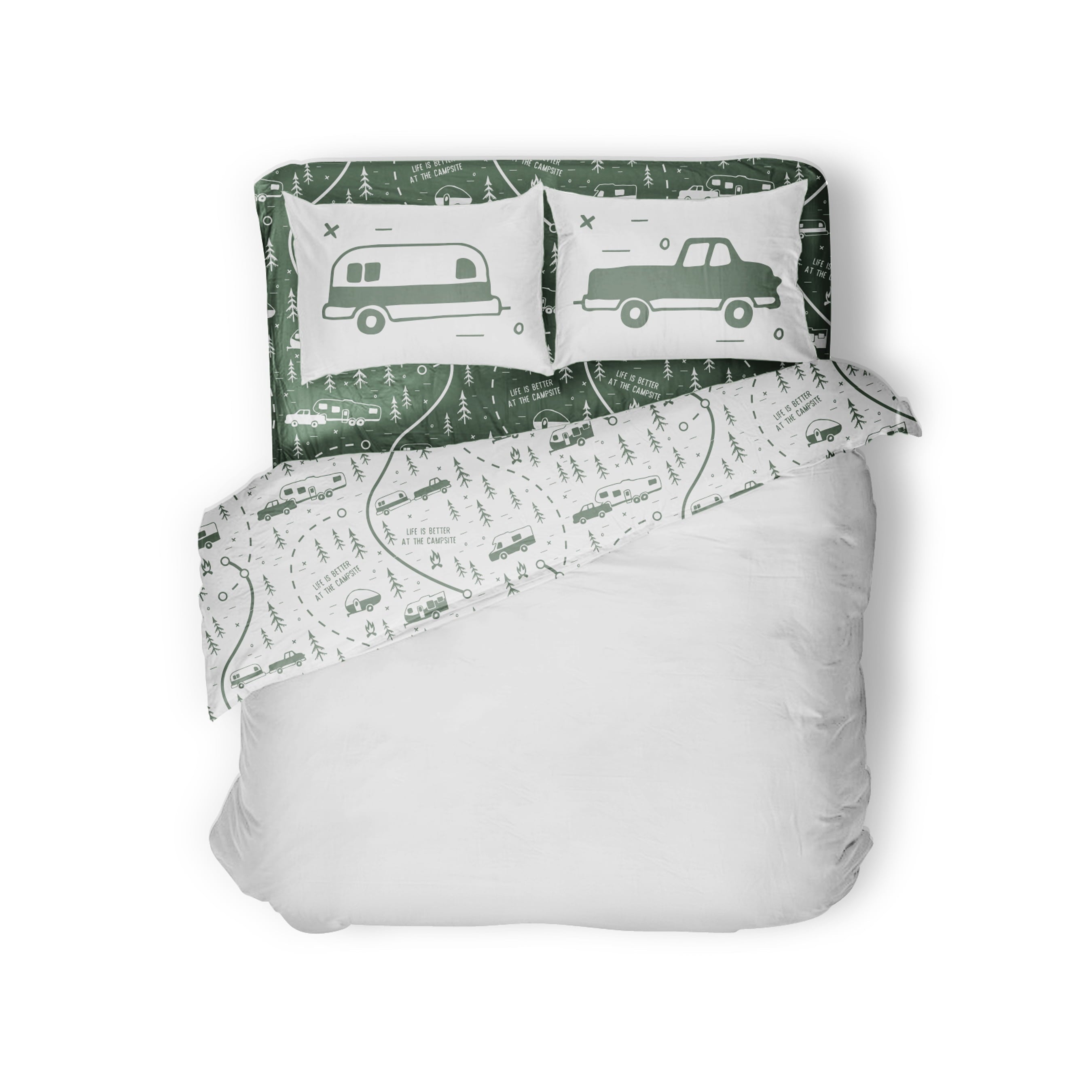 Ultra-Soft RV Queen Bed Sheet Set, Green Map, Polyester (53476) - Premium Ultra-Soft Pillowcase Pair for Sleeping - Default Title