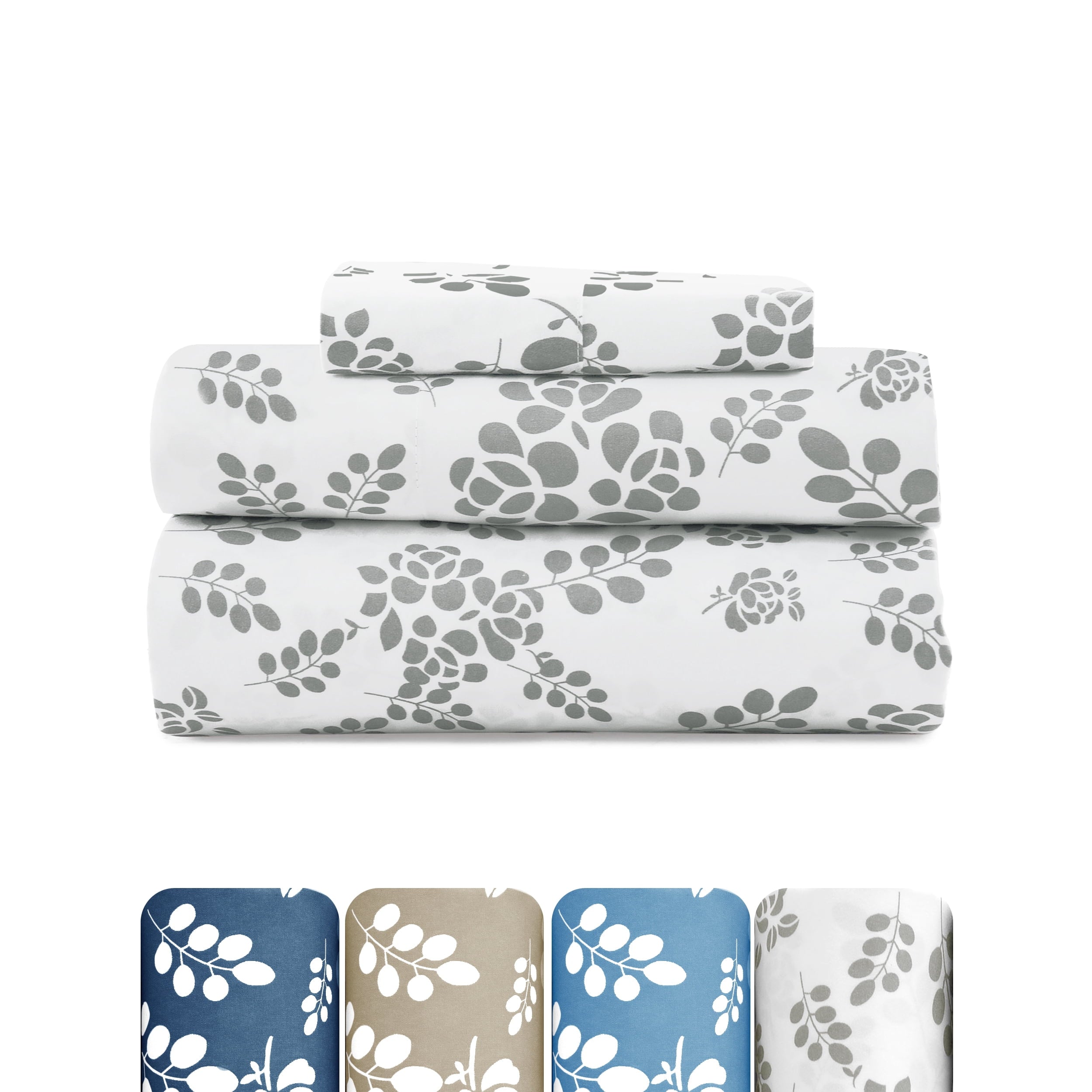 Ultra-Soft Lux Decor Twin Microfiber Bed Sheets - 3 Piece Floral Sheet Set, Soft Breathable Bedding, Wrinlkle Resistant, OEKO-TE... - Luxury Bed Sheet Set with Deep Pockets - Default Title