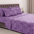 Breathable Luxury Paisley Printed Queen Bed Sheets Set, Microfiber 6 Piece Bedding Set - Purple - Cooling Hotel Quality Bedding Sheets and Pillowcases - Default Title