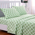 Breathable Luxury Quatrefoil Bed Sheet Set (King, Sage/White) 4 Piece Deep Pocket 1800 Series Microfiber Bed Sheet Set Contains 1 Fitte... - Premium Ultra-Soft Pillowcase Pair for Sleeping - Default Title