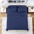 Breathable Luxury Queen Bed Sheets Set, 6 Pc Microfiber Bed Sheets, Extra Deep Pocket Queen Fitted Sheet, Flat Sheet & Pillowcases, Nav... - Premium Ultra-Soft Pillowcase Pair for Sleeping - Default Title