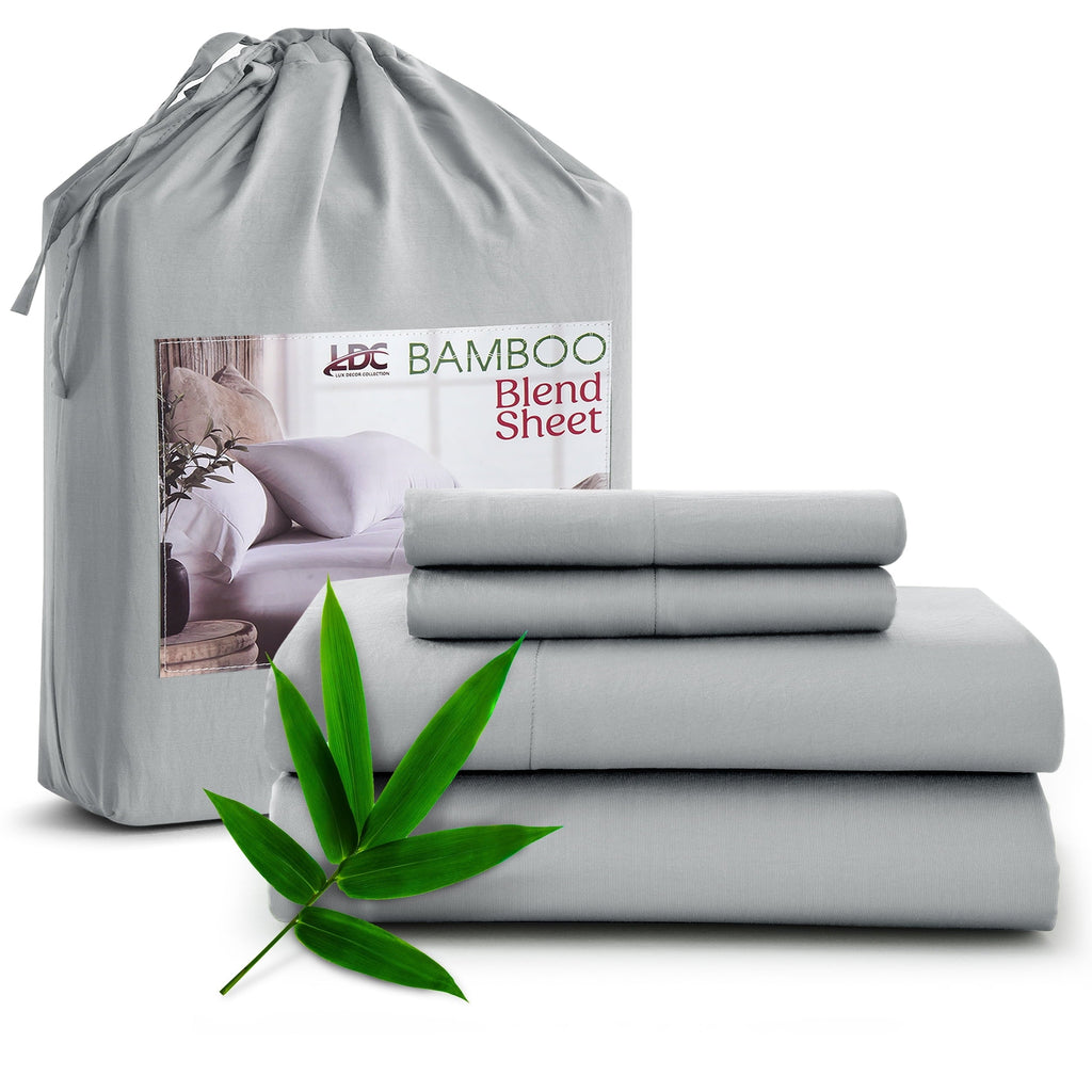Cooling Sateen Rayon - 4 Piece Cooling Bed Sheets Set, Gray - Cooling Hotel Quality Bedding Sheets and Pillowcases - Default Title