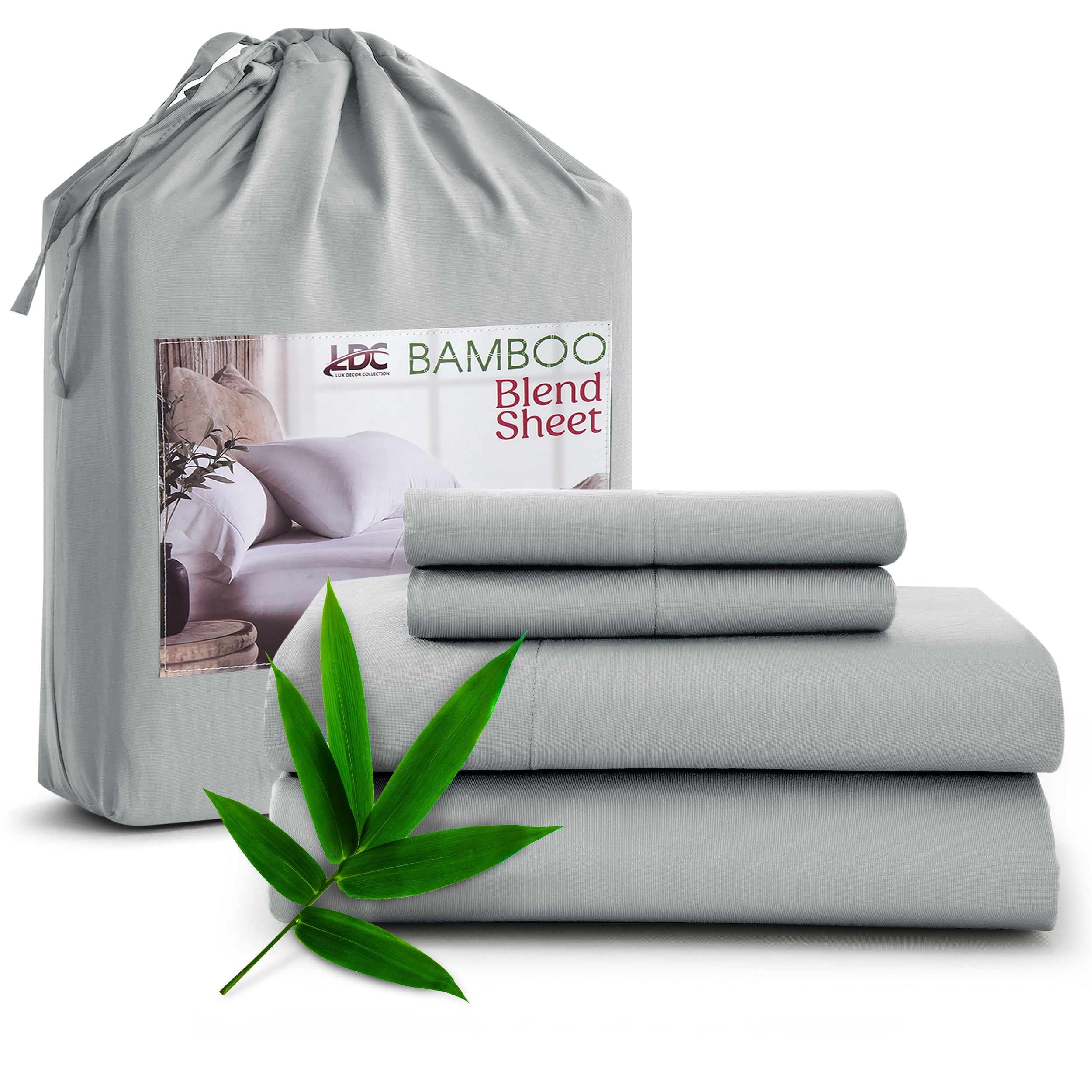 Cooling Sateen Rayon - 4 Piece Cooling Bed Sheets Set, Gray - Cooling Hotel Quality Bedding Sheets and Pillowcases - Default Title