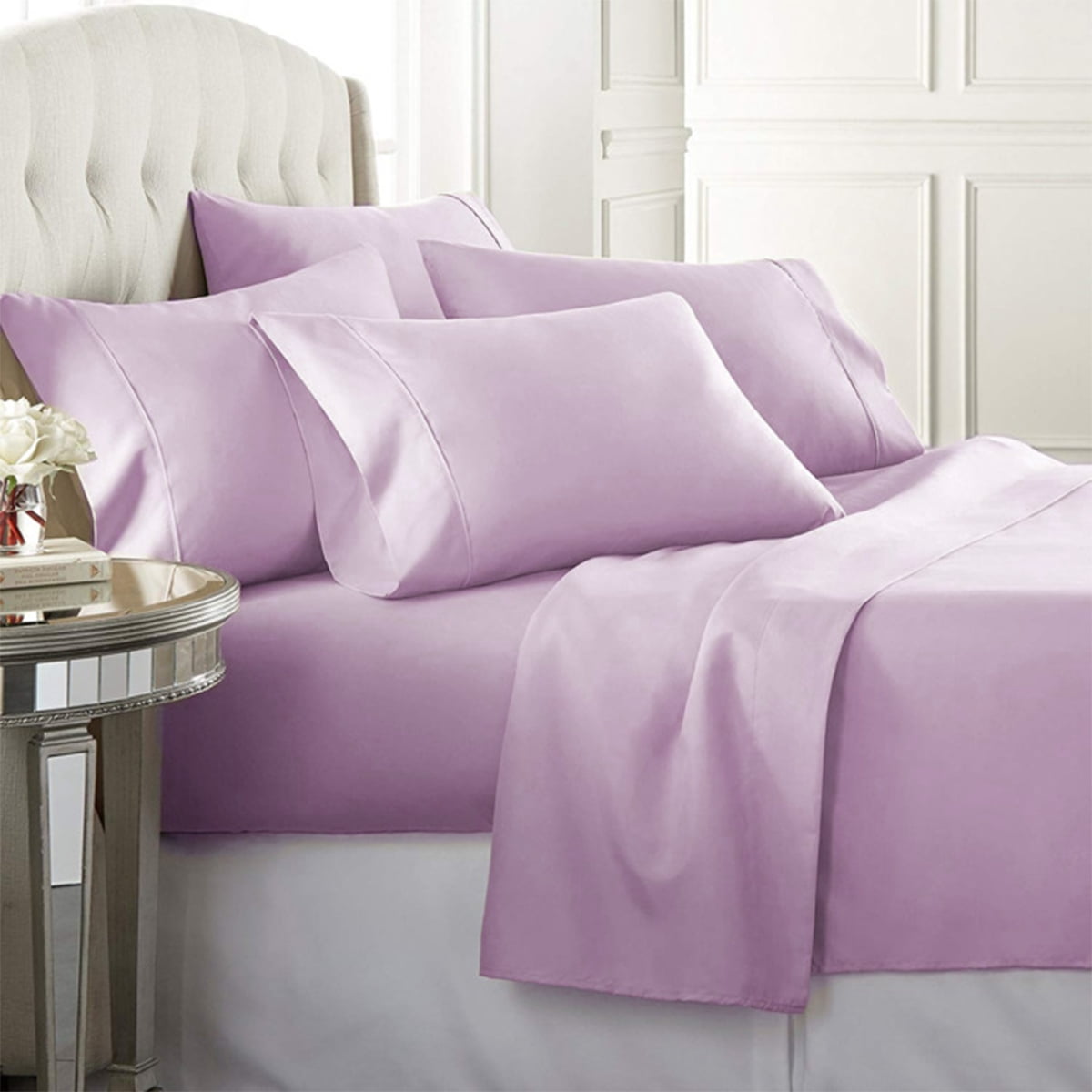 Ultra-Soft Super-Soft 1600 Series Double-Brushed 3 Pcs Bed Sheets Set (Twin, Lilac) - Cooling Hotel Quality Bedding Sheets and Pillowcases - Default Title