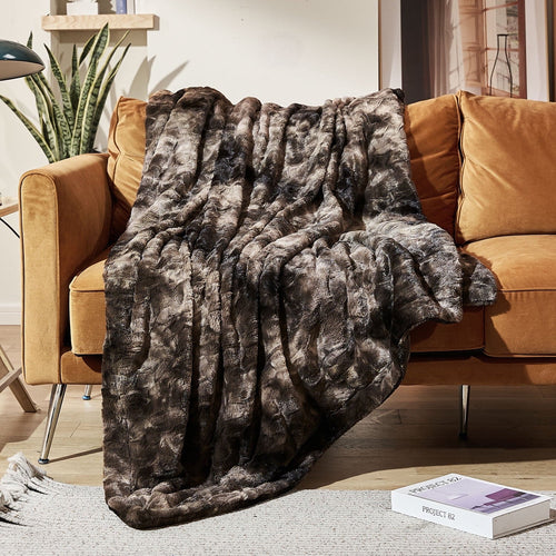 Decorative Knitted Faux Rabbit Fur Throw Blanket- 50x60 inches, Soft Fluffy Cozy Warm Fuzzy Machine Washable, Durable Blanket for Couch ... - Lightweight Plush Warm Blanket for All Seasons - Default Title