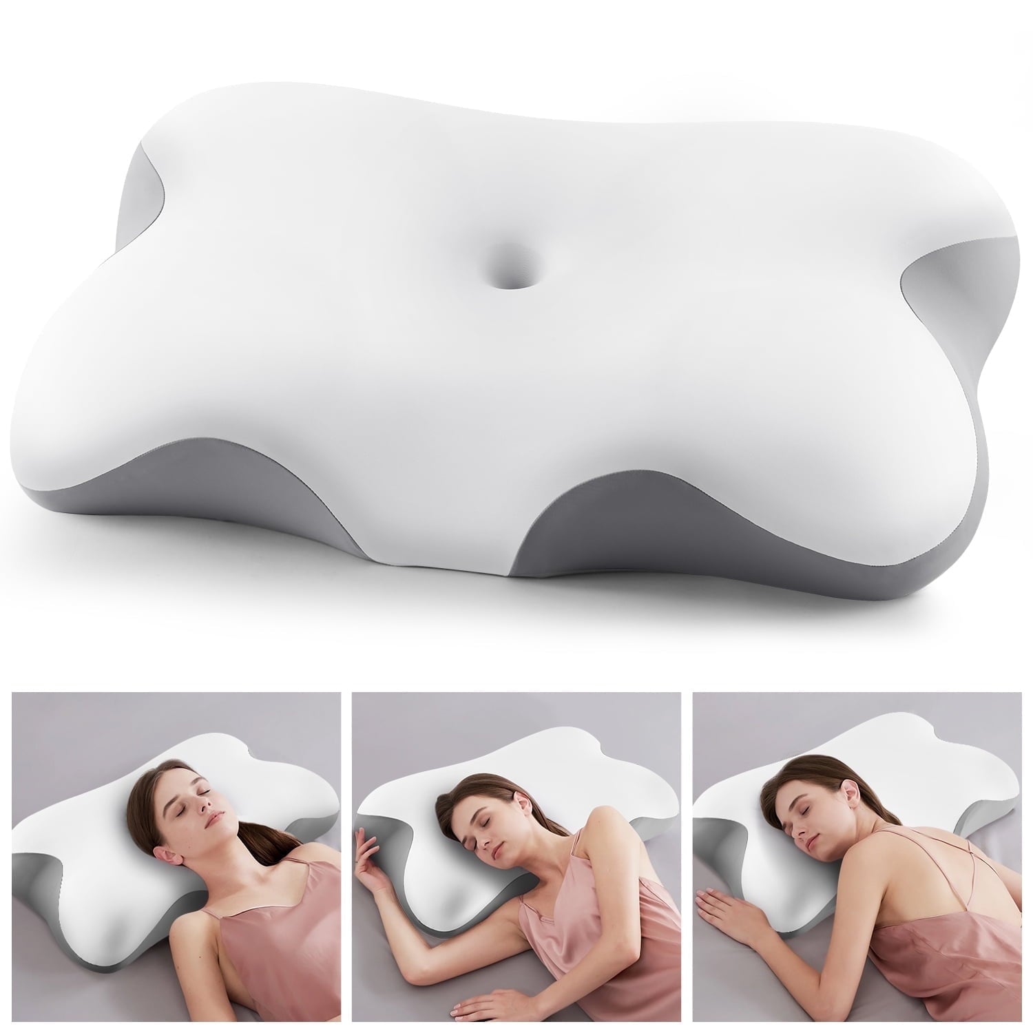 Decorative Plump Memory Foam Bed Pillow for Pain Relief,Ergonomic Memory Foam Pillows for Sleeping for Side Back Stomach&Sleepers with... - Decorative Throw Pillow Cushion for Sofa & Bed - Default Title