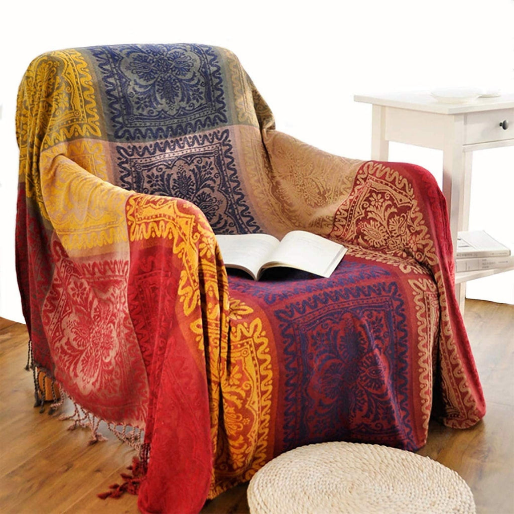 Super Soft Flannel 75x60 Inch Machine Wash Boho Tribal Throws Blankets Colorful Bohemian Hippie Chenille Throw Covers Couch Furniture So... - Cozy Fleece Throw Blanket for Couch & Bed - Default Title