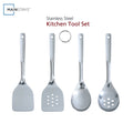 Chef-Quality Stainless Steel 4-Piece Utensil Set: Includes Spatula, Slotted Spatula, Spoon, and Slotted Spoon - Heavy Duty Stainless Steel Kitchen Shears - Default Title