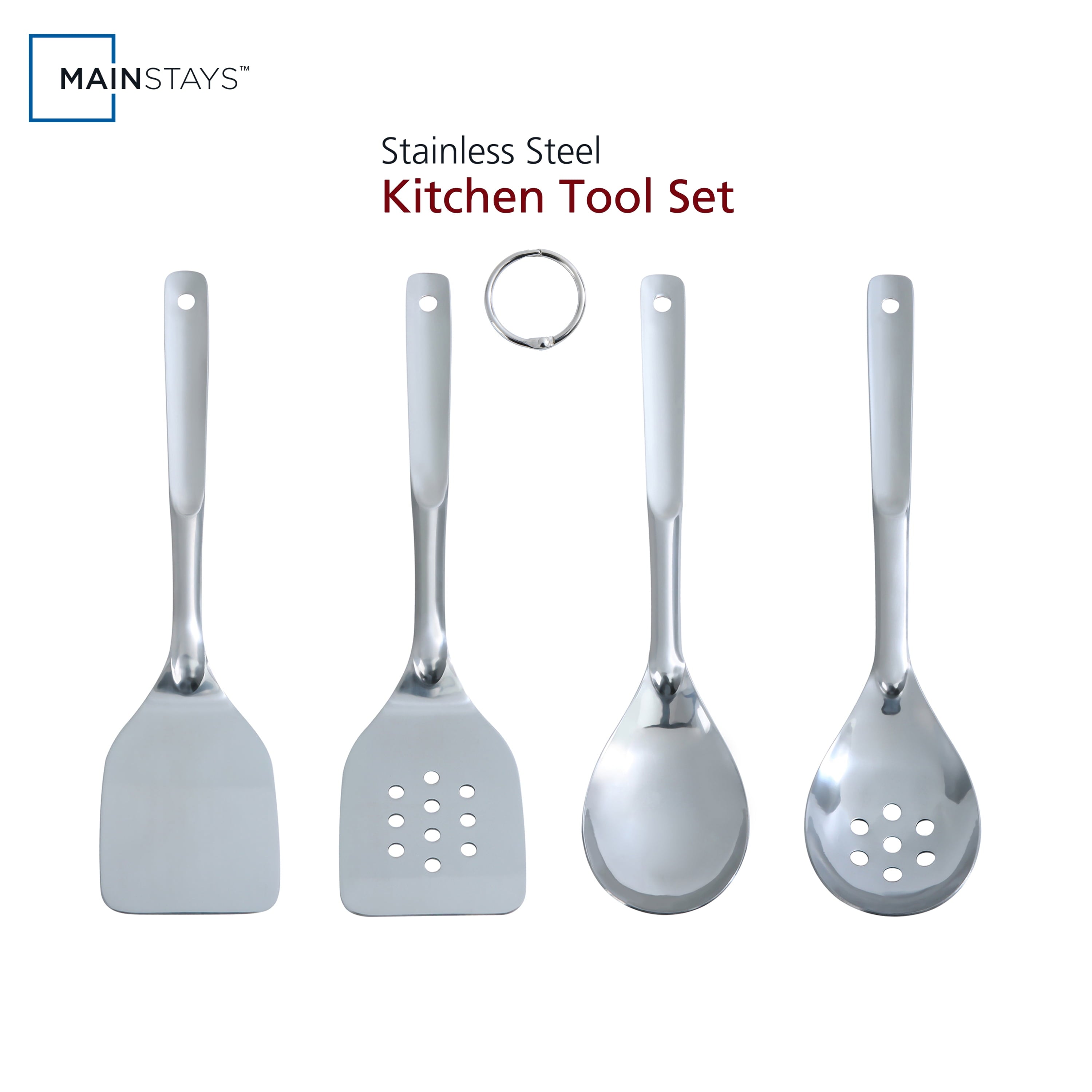 Chef-Quality Stainless Steel 4-Piece Utensil Set: Includes Spatula, Slotted Spatula, Spoon, and Slotted Spoon - Heavy Duty Stainless Steel Kitchen Shears - Default Title