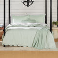 Luxurious Quilted Full/Queen Comforter Set, All-Season, 5-Piece, Sage Pick Stitch Scallop - All-Season Down Alternative Comforter Insert - Default Title