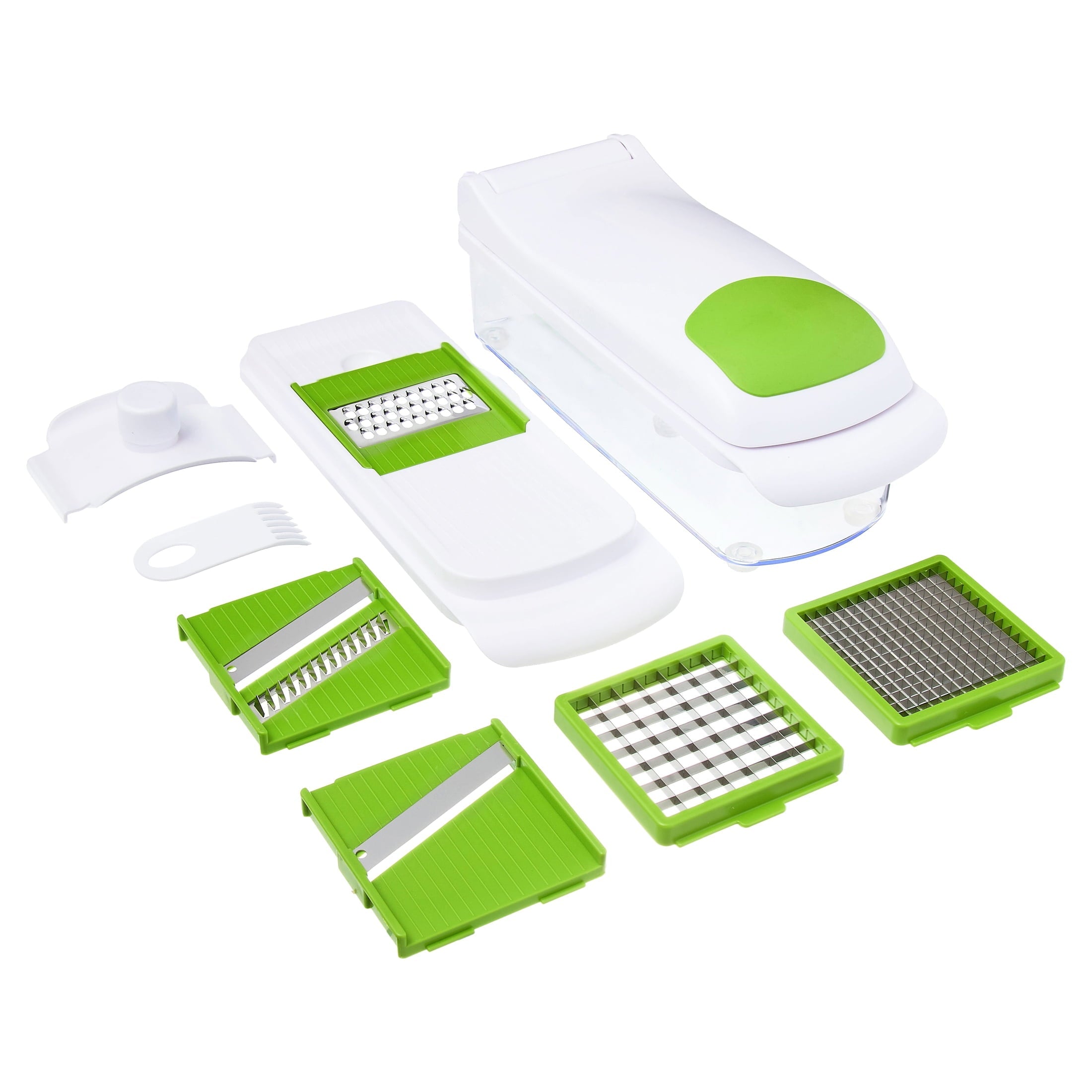 Innovative 11 Pieces Multi-Function Nice Dicer and Mandoline, Stainless Steel, Green Glaze, 820g - Multi-Functional Manual Food Chopper & Slicer - Default Title