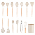 Non-Stick Safe 14pcs Cooking Utensil Set with Caddy - Premium Stainless Steel Cooking Utensil for Non-Stick Pots - Default Title
