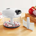 Innovative 1qt Quick Pull Chopper, BPA free , SS Blades, Food Contact Safe Material , White & Grey, Weight 320g - Premium Stainless Steel Garlic Presser & Peeler - Default Title