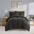 Heavyweight Warmth All in One Down Alt Reversible Comforter and Sheet set- 5 Piece, Twin, Black - Luxurious Quilted Duvet Cover Set - Default Title