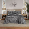 Hypoallergenic Cloud Full/Queen Comforter Set, All-Season, 5-Piece, Grey Jacquard Damask - Hypoallergenic Ultra-Fluffy Quilt for Winter - Default Title