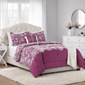 Luxurious Quilted 5-Piece Jacquard Comforter Set with Decor Pillow and Throw Purple Flocking Embroidery Bedding Set, Full/Queen - Hypoallergenic Ultra-Fluffy Quilt for Winter - Default Title