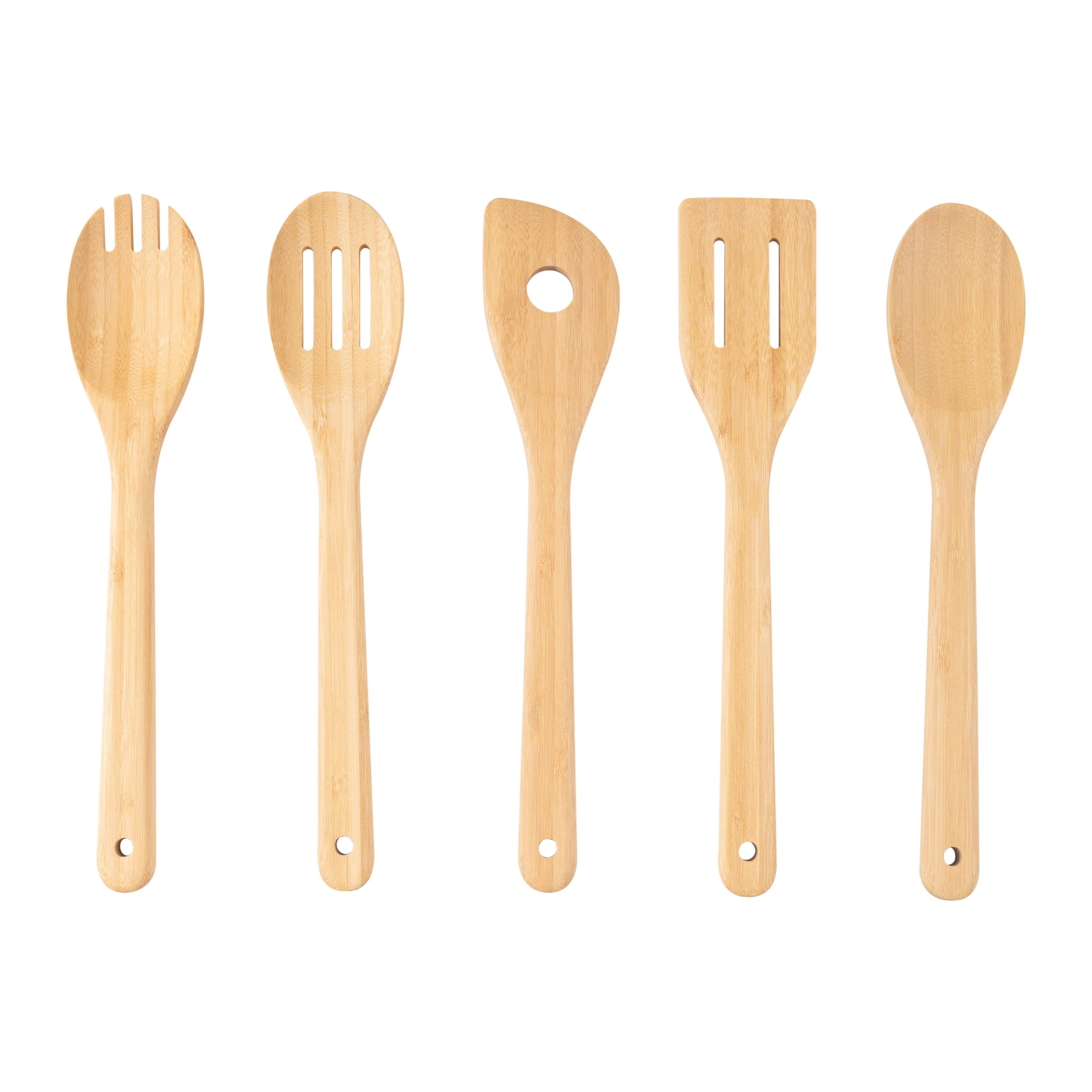 Durable Steel 5pk Bamboo Spoons for Cooking, Kitchen Essential Tools Set - Multi-Purpose Hand Tool for Daily Meal Prep - Default Title
