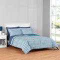 Hypoallergenic Cloud All in One Reversible Comforter and Sheet Set- 7 Piece, Queen, Blue Pinstripe - Hypoallergenic Ultra-Fluffy Quilt for Winter - Default Title