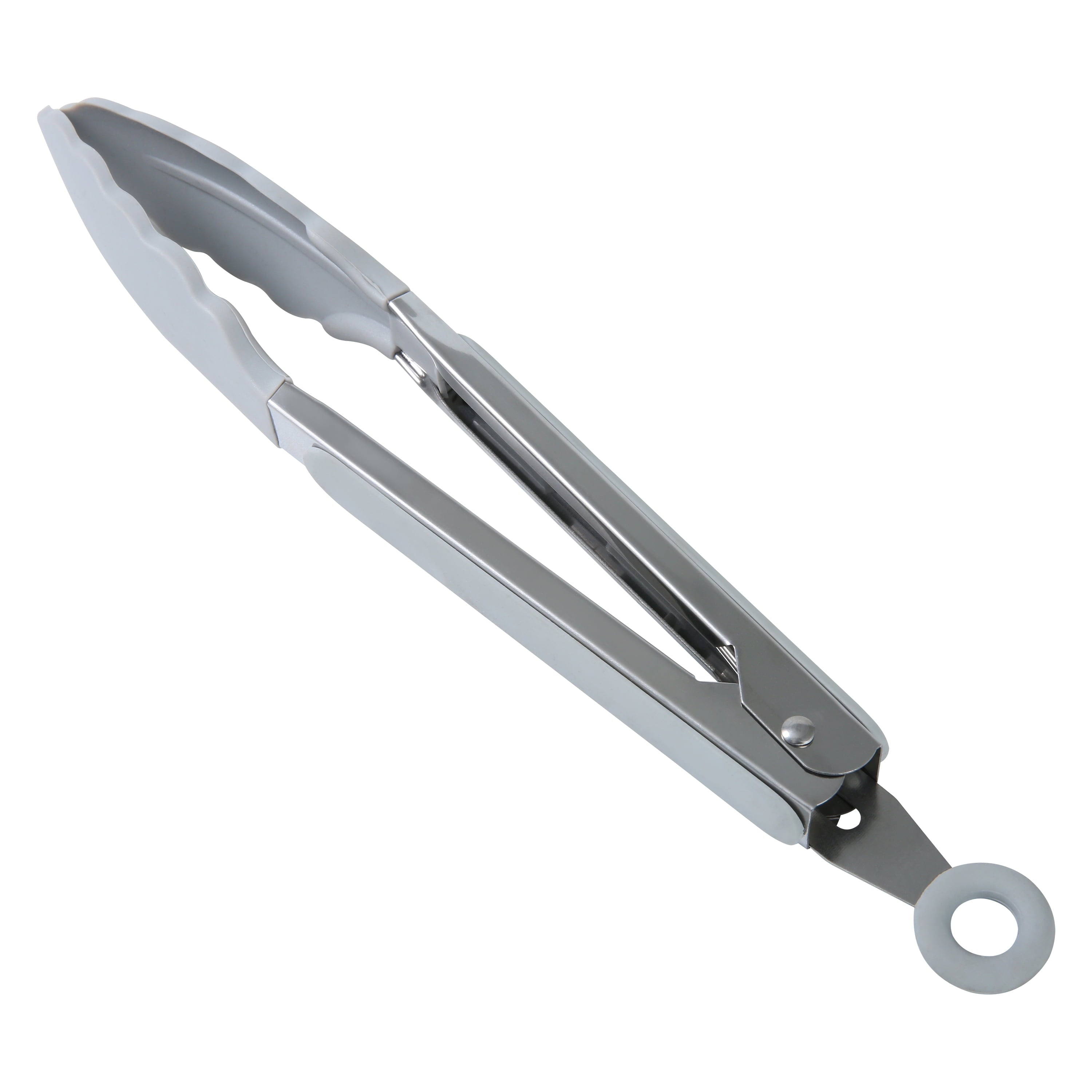Heavy Duty 9" Stainless Steel and Silicone Locking Tongs, Soft Grip Handle, Grey Flannel - High-Precision Culinary Tool for Baking & Cooking - Default Title
