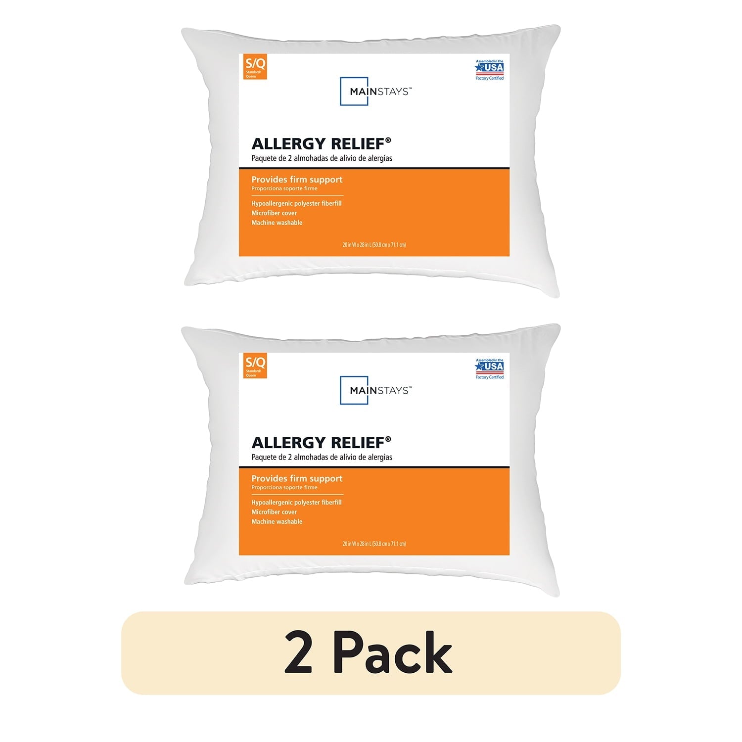 Fluffy Shredded Allergy Relief Bed Pillows, Standard/Queen - Firm Support, Back and Side Sleeper (2 Count) - Orthopedic Shredded Foam Bed Pillow Set - Default Title