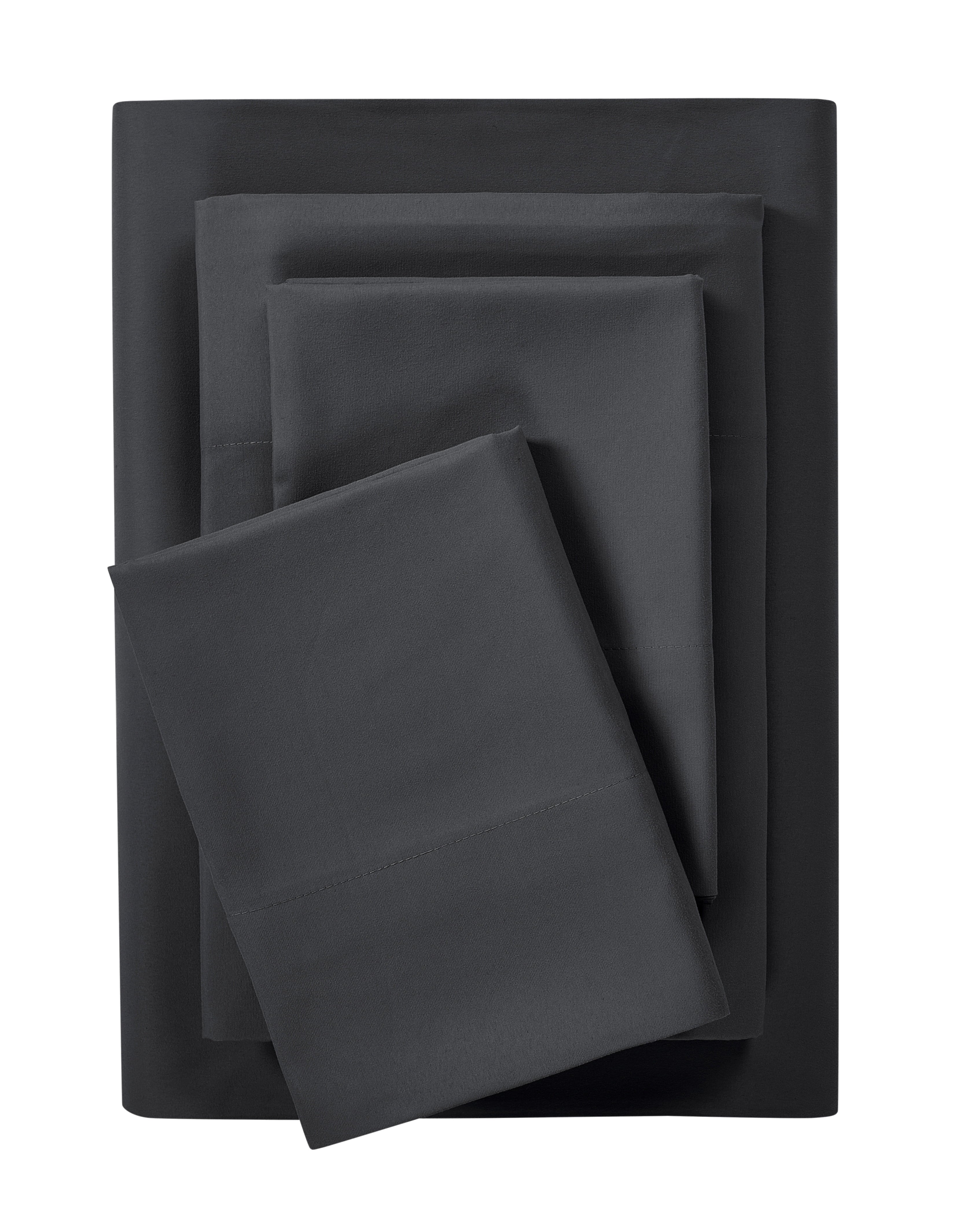 Cooling Sateen Microfiber Bed Sheet Set, Queen, Rich Black, 4 Piece - Luxury Bed Sheet Set with Deep Pockets - Default Title