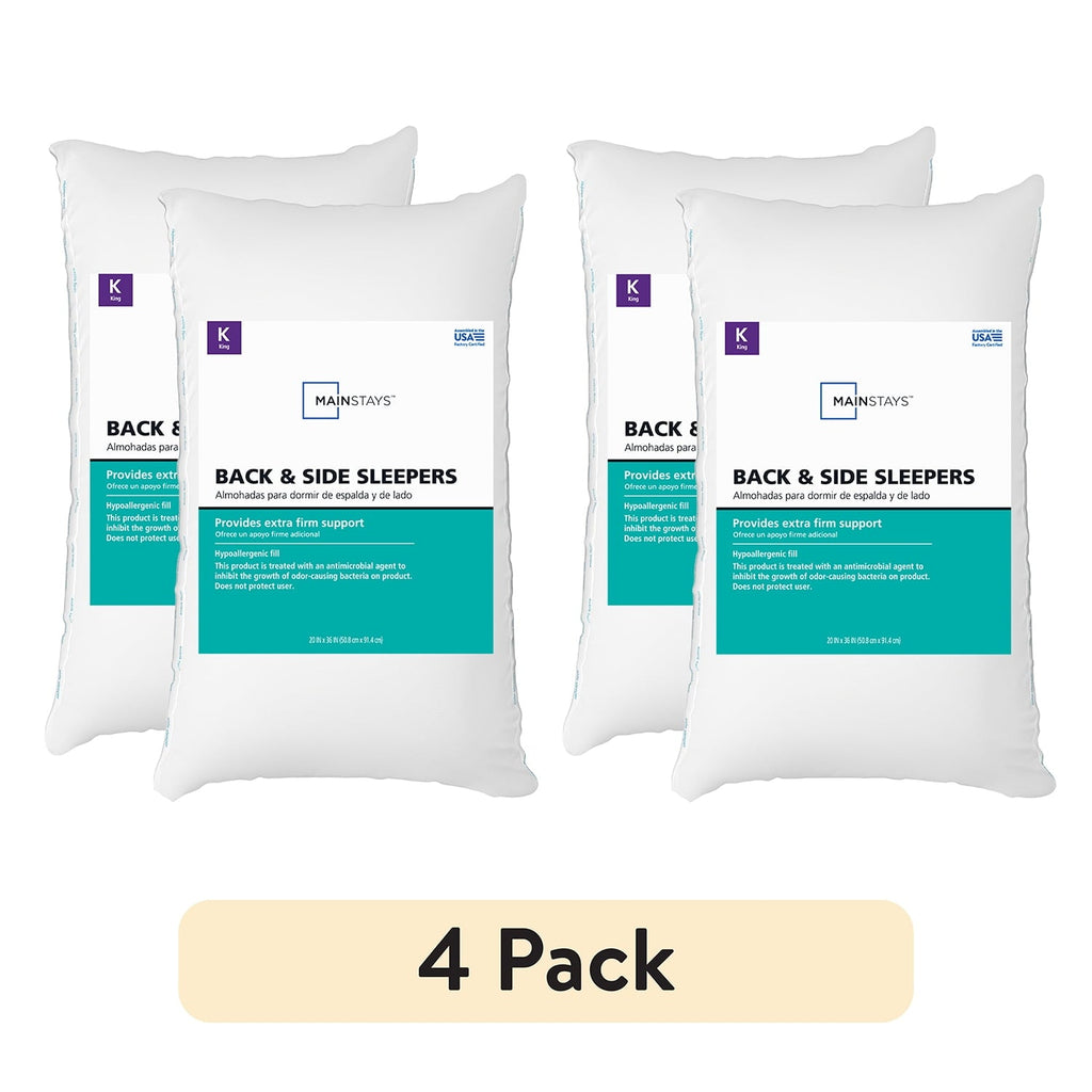 Fluffy Shredded Back & Side Sleeper Bed Pillow, King - Extra Firm Support (4 Pack) - Orthopedic Shredded Foam Bed Pillow Set - Default Title