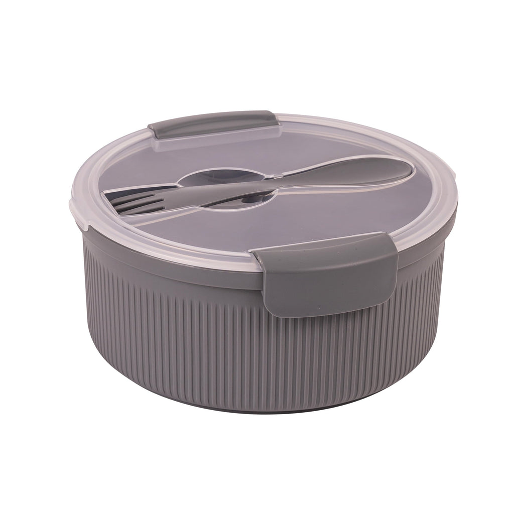 Playful Geometric Food Storage Bento Container, Round, Grey, 47oz Capacity, Ideal Use for Workday Meals and Travel - Squishy Dohnut Sweet Treat Shaped Stress Toy - Default Title