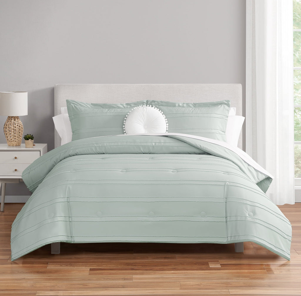 Luxurious Quilted Mint 10 Piece Bed in a Bag Comforter Set with Sheets, Queen - Cloud-Like Soft Lightweight Bed Comforter - Default Title