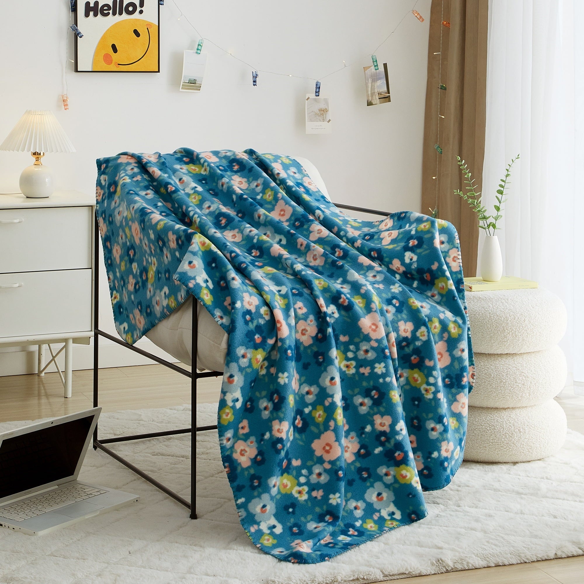 Cozy Fleece Cozy Fleece Throw Blanket Delightful Floral 50" x 60", All Ages - Lightweight Plush Warm Blanket for All Seasons - Default Title