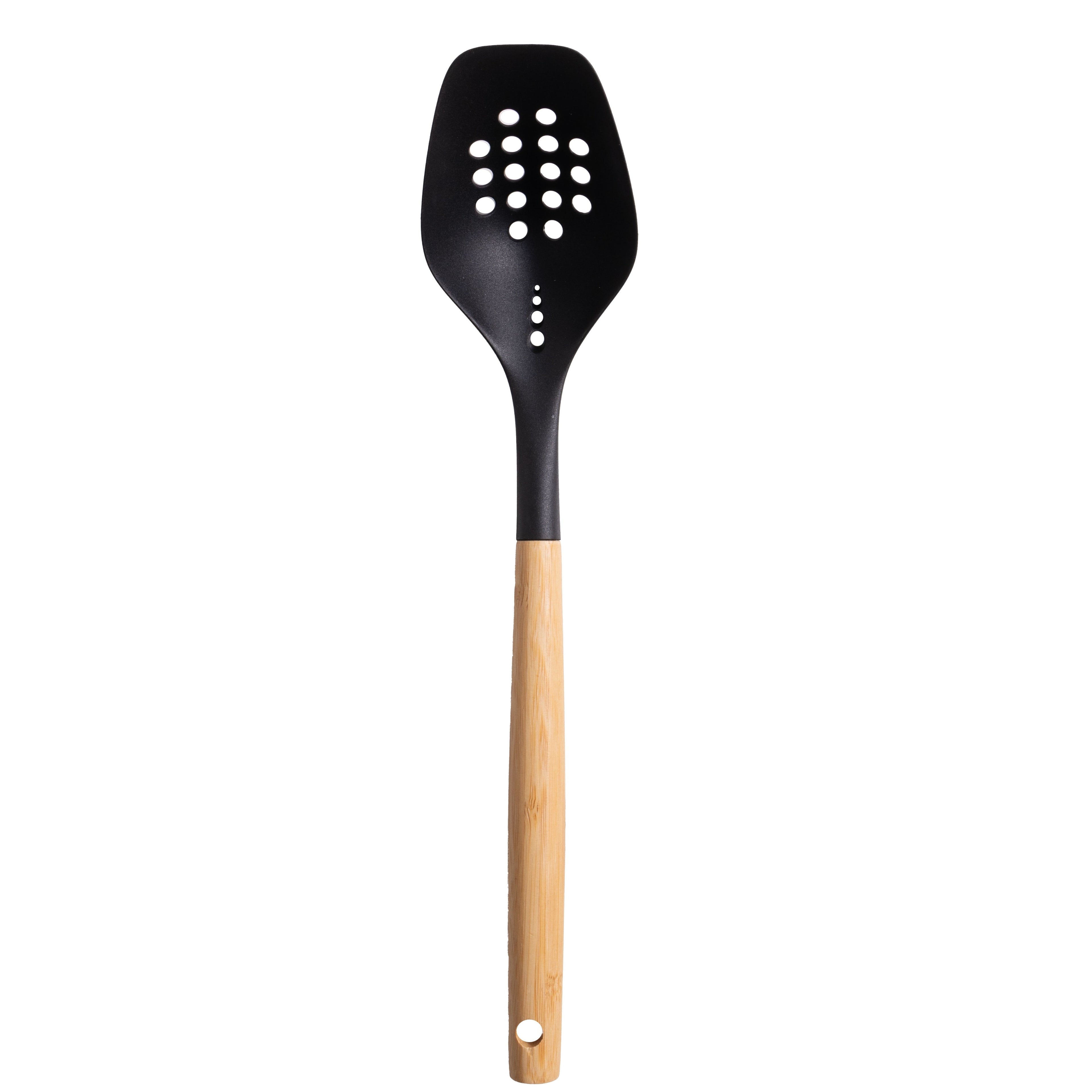 Professional Grade Cooking Spoon with Bamboo Handle, 12.6"2.7", & Bamboo, Black - Heavy Duty Stainless Steel Kitchen Shears - Default Title