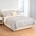 Heavyweight Warmth Soft Touch Bed in a Bag 11-Piece Reversible Tan & Black Striped Comforter Set with Sheets, Queen - All-Season Down Alternative Comforter Insert - Default Title
