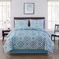 All-Season Teal Geometric 6 Piece Bed in a Bag Comforter Set with Sheets, Twin/Twin-XL - All-Season Down Alternative Comforter Insert - Default Title