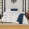 Heavyweight Warmth Full/Queen Comforter Set, All-Season, 5-Piece, Blue Yarn Dyed Stripe - All-Season Down Alternative Comforter Insert - Default Title